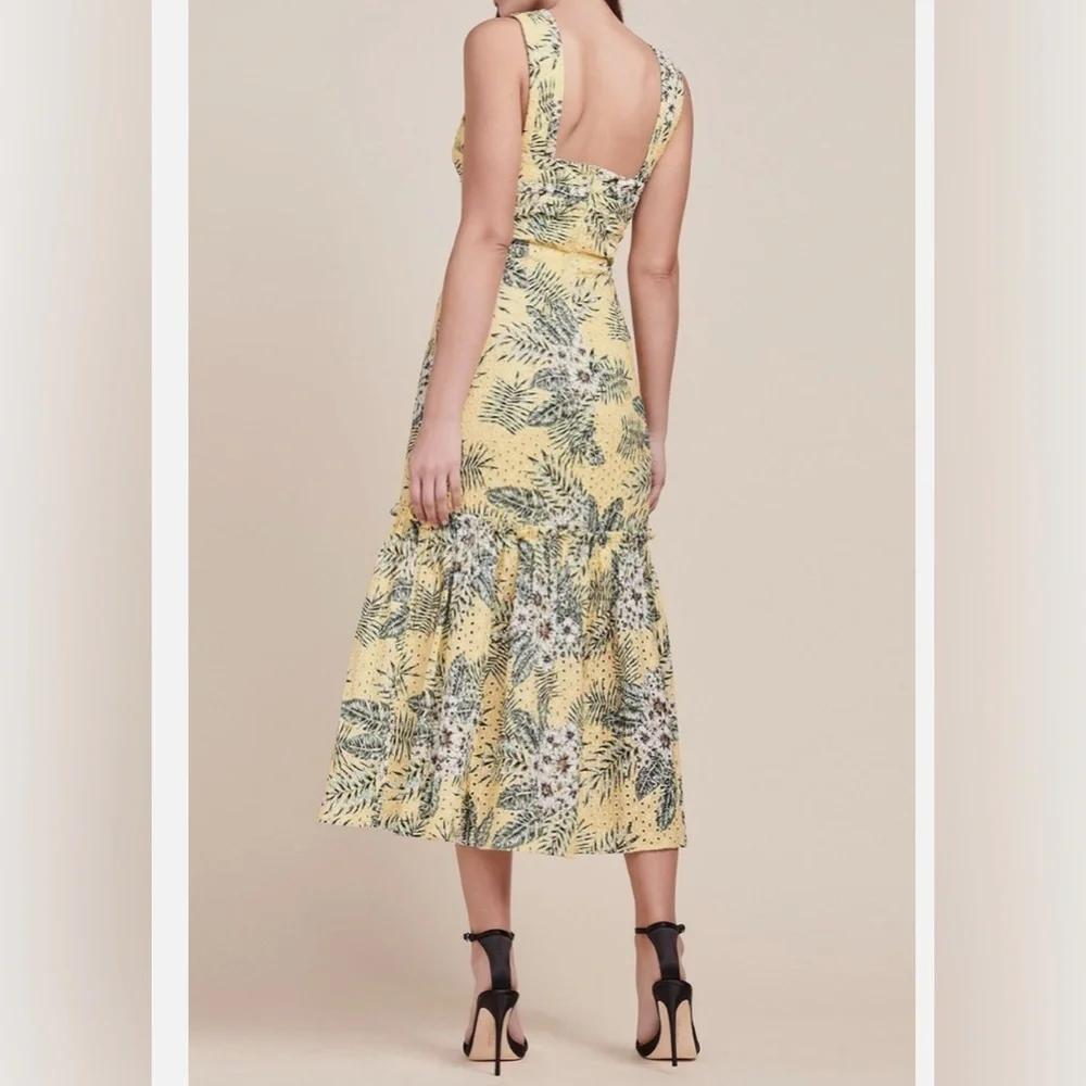 BB Dakota Yellow and Blue Pleated Halter Midi Dress - Picture 3 of 7